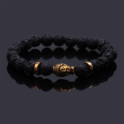 black Lava stone buddha bracelet Many colors to choose!