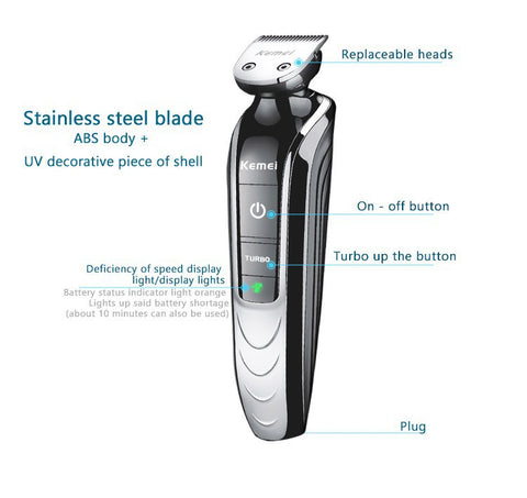 Kemei1832 New Cutter Electric Hair Clipper Rechargeable Hair Trimmer Shaver Razor Cordless Adjustable Clipper