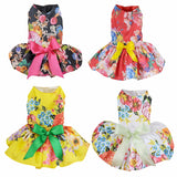 Dogs Puppy Cats Princess Bowknot Floral Dress Pets Costume XS/S/M/L/XL