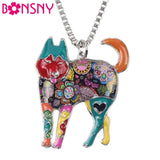 Alloy Enamel Siberian Husky Necklace Dog Jewelry Chain Collar