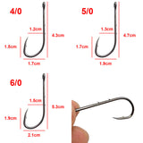 100pcs High Carbon Steel Fishing Hooks Black Offset Long Barbed Shank Baitholder Size 1 1/0 2/0 3/0 4/0 5/0 6/0