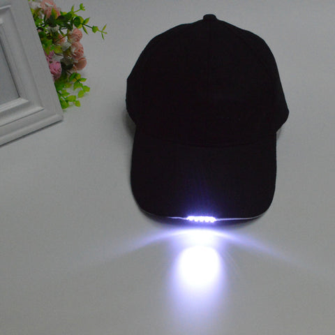 Black LED Flashlight Hat Bike Cycling Caps Night Walking Hiking Fishing Hunting Hats