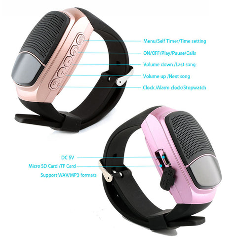 Ubit B90 Sports Bluetooth Speaker Hands-free Call TF Card Playing FM Radio Self-timer Wireless Speakers Smart Watch Time Display