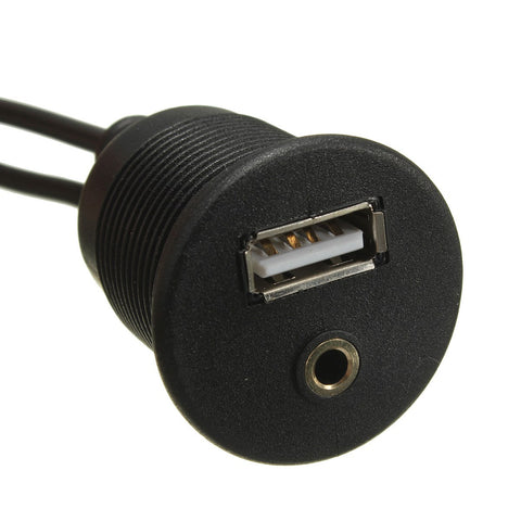 3.5mm USB 2.0 AUX Socket Extension Lead Panel Cable