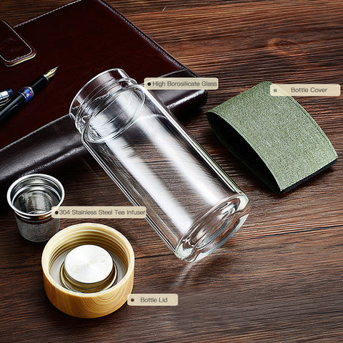 Tea Infuser Glass Cup Stainless Steel Filter borosilicate glass