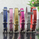 Bling Rhinestone Crystal Leather Pet Dog Cat Collars Adjustable Collar with Pendant