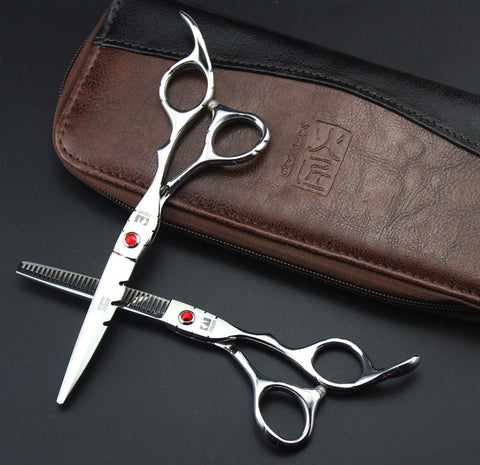 2 Scissors+1 bag Kasho 5.5/6 Inch High Quality Professional Hairdressing Scissors