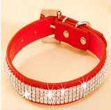 Pet Collar Hot Bling Rhinestone PU Leather Crystal Collars Size S M L Pink Red