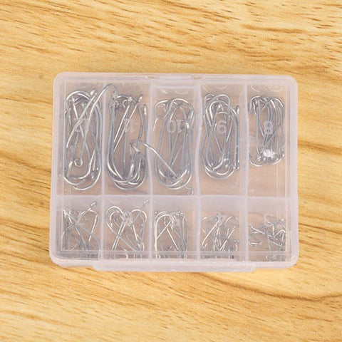 100 pcs Fishing Hooks Tackle Set With Box 10 Size