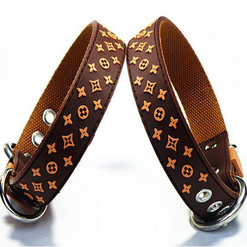 Dog Collar Lead Black Brown Pet Dog Set