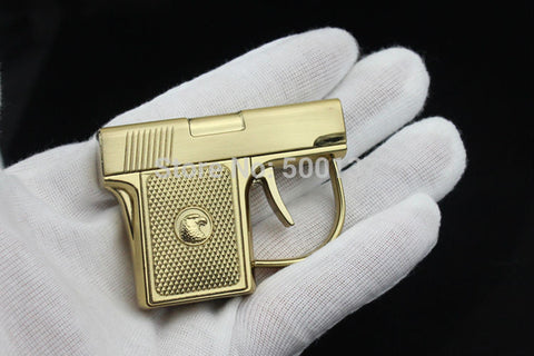 Mini Novelty Metal Pistol Jet Flame Windproof gun Lighter With Box