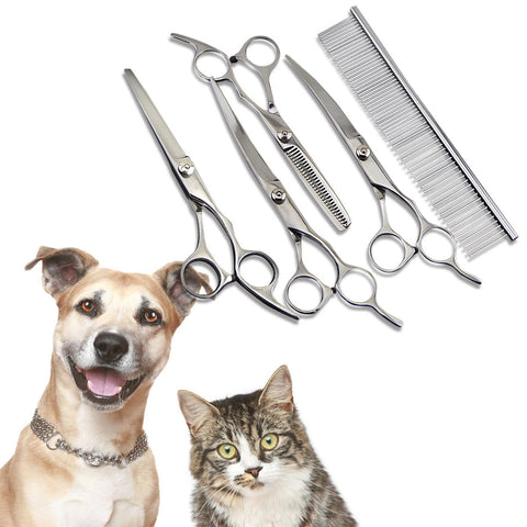 5PCS Animals Pet Dog Puppy Cat Grooming Hair Cutting Scissors Set