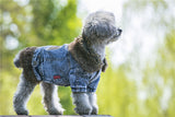 Denim Dog Clothes Winter Fur Collar Dog Coat Thick Warm Pet Clothes Jeans