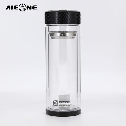 Borosilicate Glass Water Bottle Double-layer Transparent Crystal Glass Water Bottle 500ml Drinkware