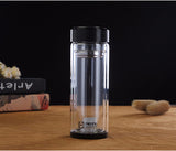 Borosilicate Glass Water Bottle Double-layer Transparent Crystal Glass Water Bottle 500ml Drinkware