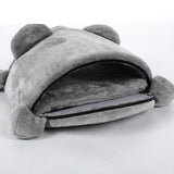 Grey Mouse Shape Bed for Small Cats Dogs Waterproof Bottom