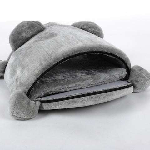 Grey Mouse Shape Bed for Small Cats Dogs Waterproof Bottom