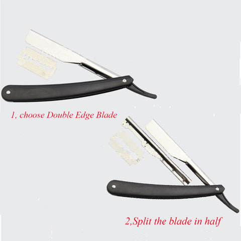 Barber Straight Razor Shaving Pocket Knife Men Shaver Double Edge Blades Fold Knife + 10 Blades