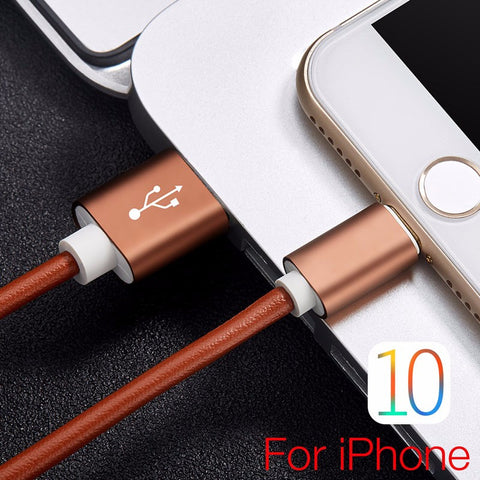 20cm / 100cm Super Strong Leather Metal Plug Micro USB Cable for iPhone 6 6s Plus 5s 5 iPadmini / Samsung / Xiaomi