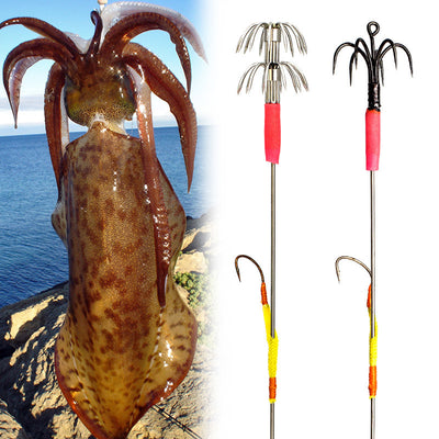 8PCS Squid Jig Hook Luminous 15cm 2.0 Umbrella Stainless Steel Fishing Cuttlefish Shrimp Squid Octopus Inkfish Calamary Bait
