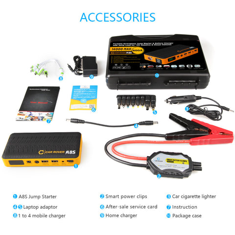 14000mah Portable Car Jump Starter Power Bank Emergency Auto Battery Booster Pack  800A Peak Current