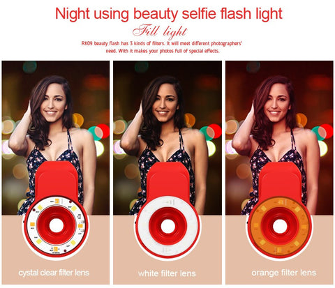 9 in 1  Multifunctional Selfie Mini LED Retina Flash with Universal  Clip on Fisheye Fish eye Wide Angle Macro Mobile Phone Lens