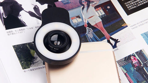 9 in 1  Multifunctional Selfie Mini LED Retina Flash with Universal  Clip on Fisheye Fish eye Wide Angle Macro Mobile Phone Lens