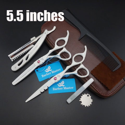 5.5 inches Professional Hair Scissors set ,Straight & Thinning barber shears,with razor, comb, oil, case