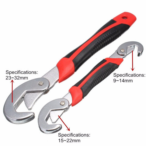 Adjustable Flexsteel 2PC Multi-Function Universal Wrench Set Snap and Grip Wrench Set 9-32MM