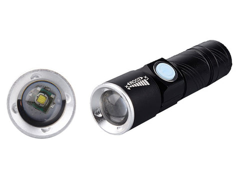 USB Handy Powerful  LED Flashlight Rechargeable Zoomable Lamp