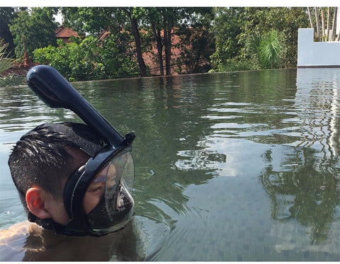 2017 Qiiwi New Arrival Snorkel Mask Full Face Design Snorkeling Diving Mask Anti-fog and Anti-leak Technology Water Sports