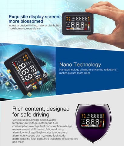 Universal 4 Inch Car HUD Head Up Display OBD II