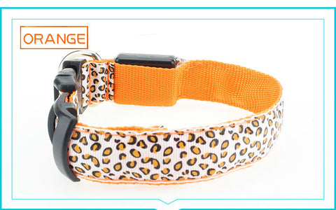 Dogstory Adjustable New Style Leopard Glow Cat Dog Collar Nylon