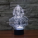 3D four hand statue of Buddha night lamp