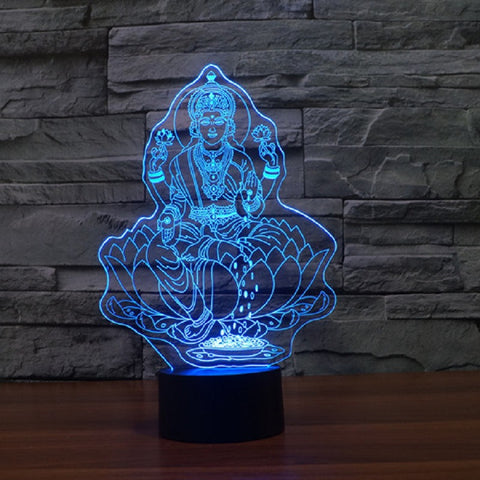 3D four hand statue of Buddha night lamp