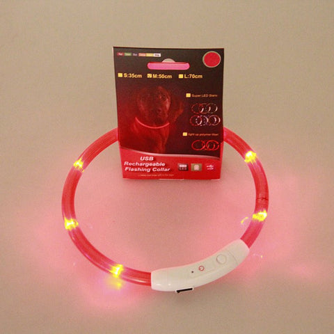 Rechargeable USB LED Flashing Light Band Belt Safety Pet Dog Collar Hot