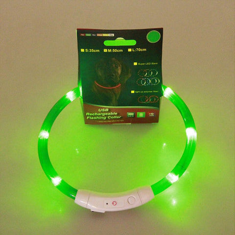 Rechargeable USB LED Flashing Light Band Belt Safety Pet Dog Collar Hot