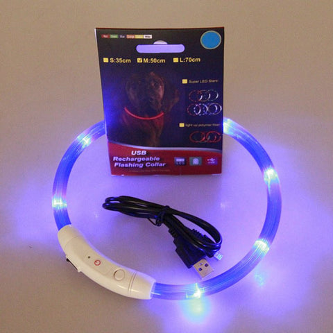 Rechargeable USB LED Flashing Light Band Belt Safety Pet Dog Collar Hot