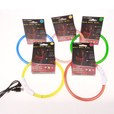 Rechargeable USB LED Flashing Light Band Belt Safety Pet Dog Collar Hot