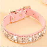 Pet Collar Hot Bling Rhinestone PU Leather Crystal Collars Size S M L Pink Red