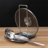 Stainless Steel Pan Pot Cover Lid Rack Stand Spoon Holder