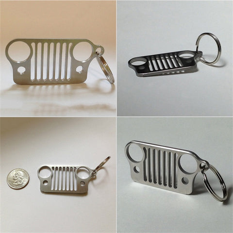 Stainless Steel grill KeyChain Key Ring for Jeep Grill