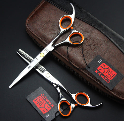 2 Scissors+1 bag Kasho 5.5/6 Inch High Quality Professional Hairdressing Scissors