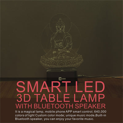 Buddha 3D Music Bluetooth Speaker Desk Table LampUSB LED