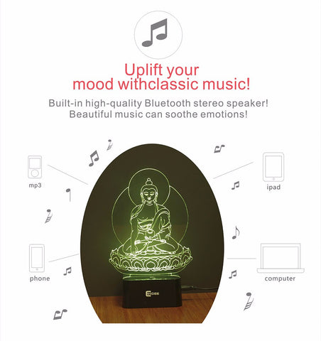 Buddha 3D Music Bluetooth Speaker Desk Table LampUSB LED