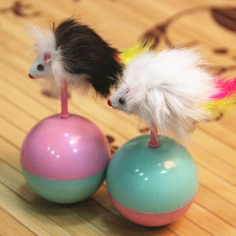 Durable Pet Cat Toys Mimi Favorite fur Mouse Tumbler Plastic Toys Balls for Cats dogs play 5.5cm