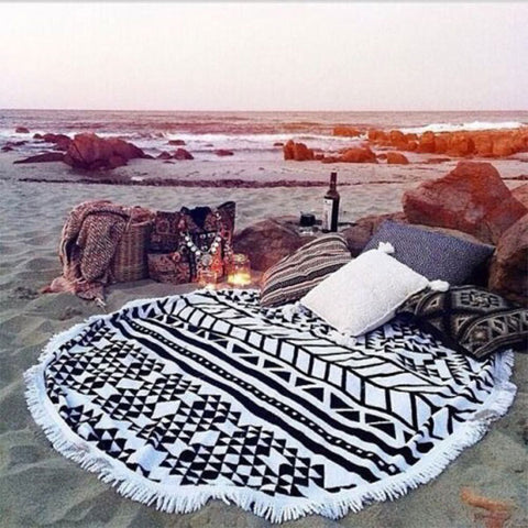 Large Microfiber Printed Round Beach Towels