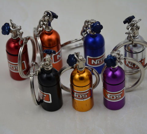 Nitrous Oxide Bottle Keyring Key Chain Ring Stash Pill Box NOS