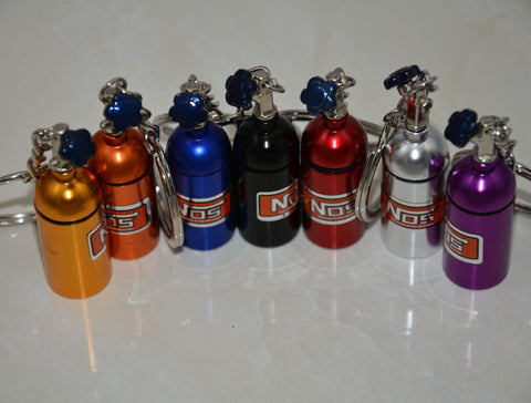 Nitrous Oxide Bottle Keyring Key Chain Ring Stash Pill Box NOS