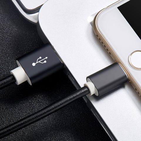 20cm / 100cm Super Strong Leather Metal Plug Micro USB Cable for iPhone 6 6s Plus 5s 5 iPadmini / Samsung / Xiaomi